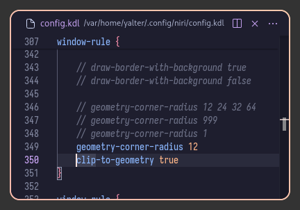 A screenshot showing a window with rounded corners, and a border